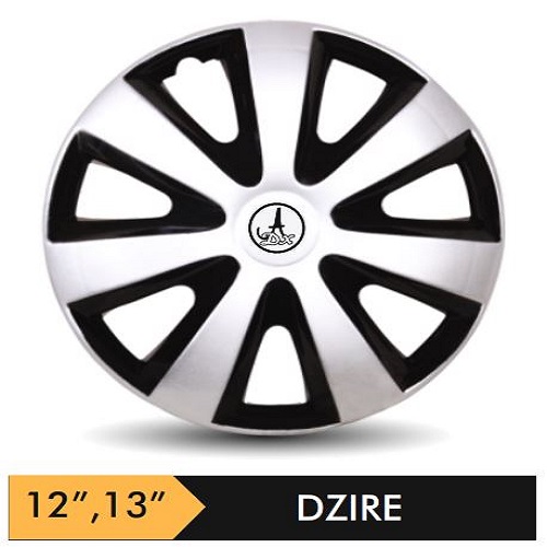 Car Wheel Cover/caps (DZR - BLACK AND SILVER) Compatible With - R13 INCHES RIM SIZE