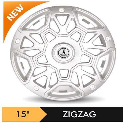 Car Wheel Cover/caps (ZIGZAG - SILVER) Compatible With - R15 INCHES RIM SIZE