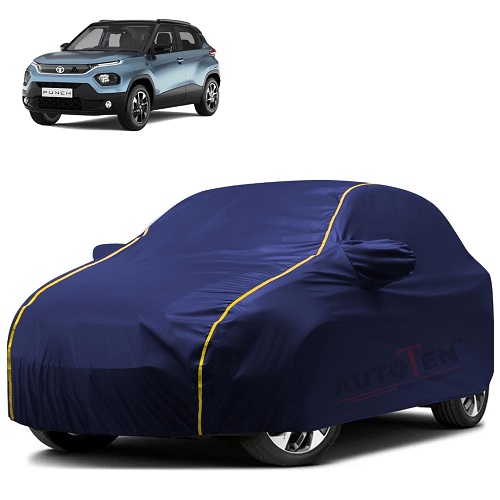 Waterproof Car Body Cover Compatible with Tata Punch 100% Waterproof with Mirror & Antenna Pocket Triple Stitched Bottom Elastic Dustproof Full Body Protection (Blue Series)