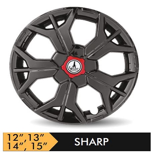 Car Wheel Cover/caps (SHARP - BLACK) Compatible With - R13 INCHES RIM SIZE