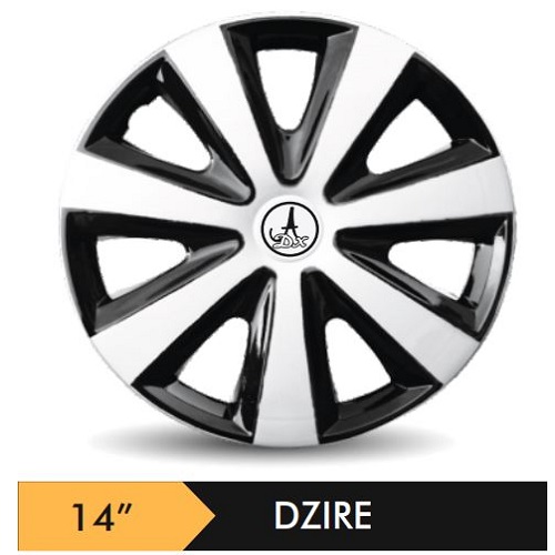 Car Wheel Cover/caps (DZIRE - BLACK AND SILVER) Compatible With - R14 INCHES RIM SIZE