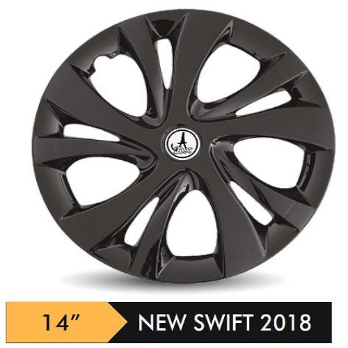 Car Wheel Cover/caps (NEW SWIFT 2018 - BLACK) Compatible With - R14 INCHES RIM SIZE