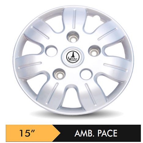 Car Wheel Cover/caps (AMB-PACE - SILVER) Compatible With - R15 INCHES RIM SIZE