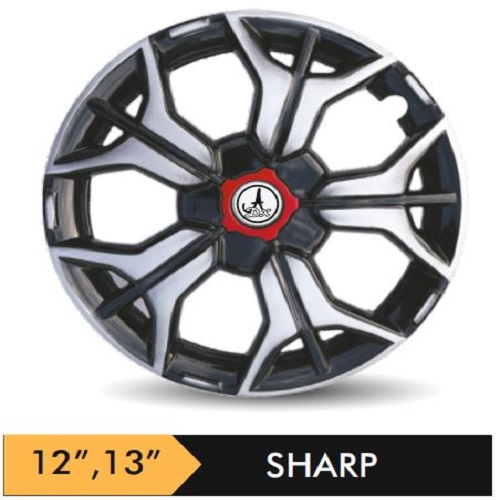 Car Wheel Cover/caps (SHARP - BLACK AND SILVER) Compatible With - R12 INCHES RIM SIZE