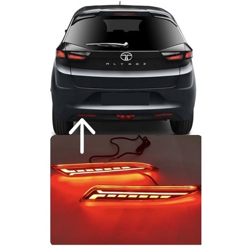 REAR BUMPER LED REFLECTOR WITH MATRIX RUNNING INDICATION FOR TATA ALTROZ SET OF 2PCS WITH FOUR WIRES