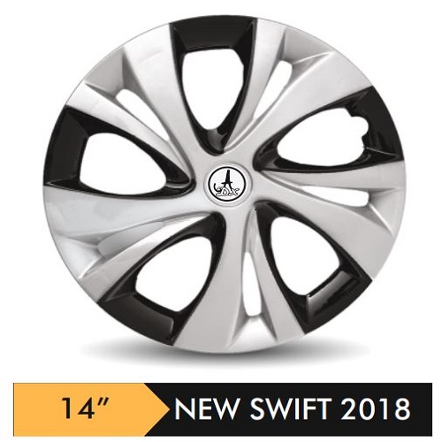 Car Wheel Cover/caps (NEW SWIFT 2018 - SILVER AND BLACK) Compatible With - R14 INCHES RIM SIZE