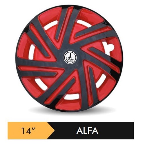 Car Wheel Cover/caps (ALFA - RED and BLACK) Compatible With - R14 INCHES RIM SIZE