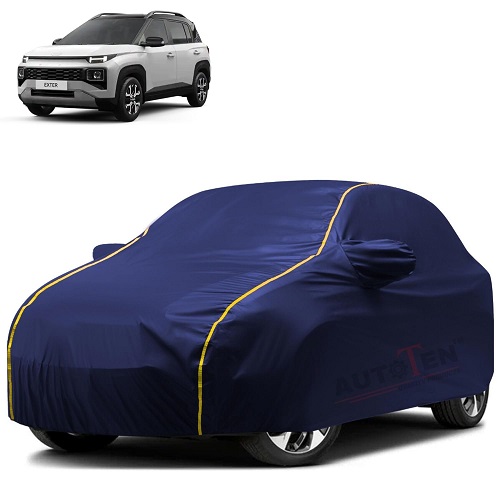 Waterproof Car Body Cover Compatible with Hyundai Exter 100% Waterproof with Mirror & Antenna Pocket Triple Stitched Bottom Elastic Dustproof Full Body Protection (Blue Series)