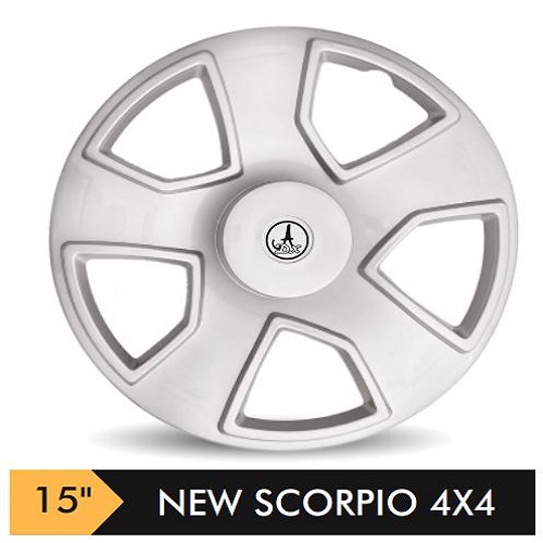 Car Wheel Cover/caps (NEW SCORPIO 4X4 - SILVER) Compatible With - R15 INCHES RIM SIZE