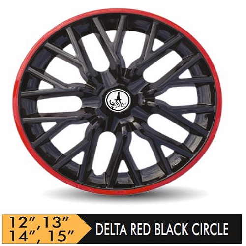 Car Wheel Cover/caps (DELTA - RED AND BLACK) Compatible With - R12 INCHES RIM SIZE