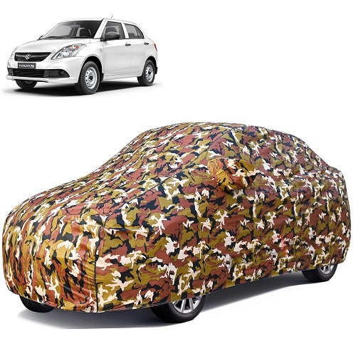 Waterproof Car Body Cover Compatible with Maruti Dzire 100% Waterproof with Mirror & Antenna Pocket Triple Stitched Bottom Elastic Dustproof Full Body Protection (Jungle Series)