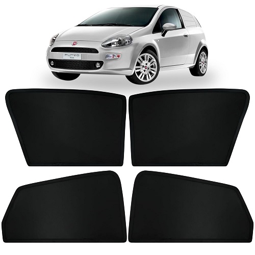 Fixed Type Non-Magnetic Window Sunshades for Fiat Punto | Z-Black | 4-Piece Car Window Curtain Set | UV Protection | Premium Black Mesh | Custom Fit for Fiat Punto