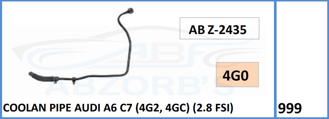 Coolant Pipe Compatible With Audi A6 C7 (4G2,4GC) (2.8 FSI) - ABZ-2435