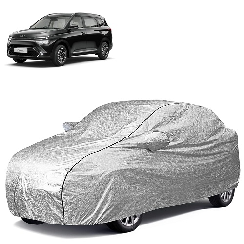  Waterproof Car Body Cover Compatible with Kia Carens 100% Waterproof with Mirror & Antenna Pocket Triple Stitched Bottom Elastic Dustproof Full Body Protection (Silver Series)