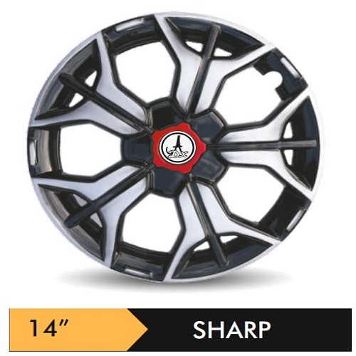 Car Wheel Cover/caps (SHARP - BLACK AND SILVER) Compatible With - R14 INCHES RIM SIZE