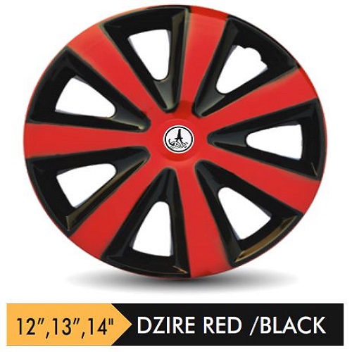 Car Wheel Cover/caps (DZR - BLACK AND RED) Compatible With - R13 INCHES RIM SIZE