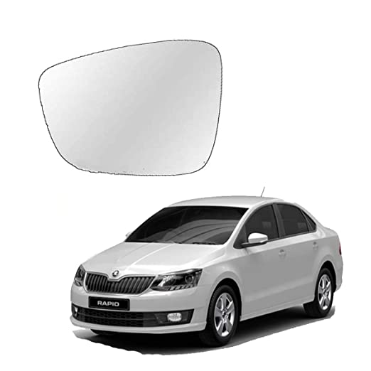 Car Replacement Left Side Rear View Mirror Glass for Skoda Rapid 2016-2021 Model Type-2