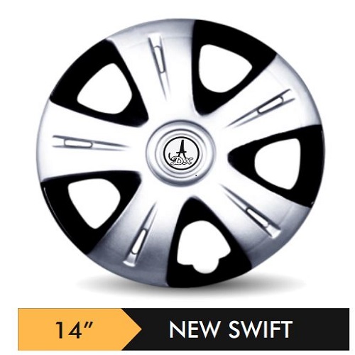 Car Wheel Cover/caps (NEW SWIFT - BLACK AND SILVER) Compatible With - R14 INCHES RIM SIZE