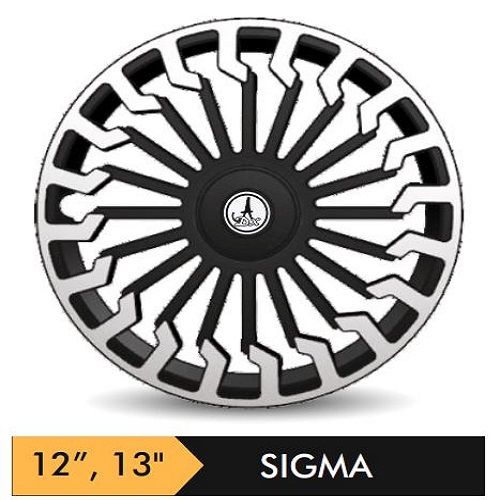 Car Wheel Cover/caps (SIGMA - BLACK AND SILVER) Compatible With - R12 INCHES RIM SIZE
