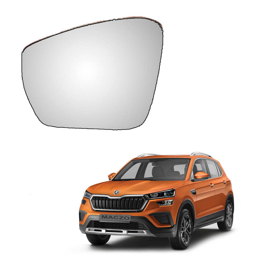 Car Replacement Left Side Rear View Mirror Glass for Skoda Kushaq