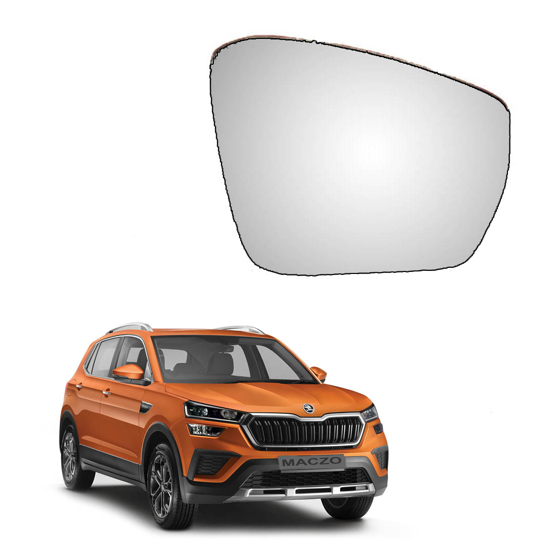 Car Replacement Right Side Rear View Mirror Glass for Skoda Kushaq