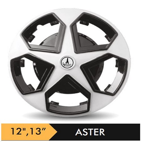 Car Wheel Cover/caps (ASTER - BLACK AND SILVER) Compatible With - R13 INCHES RIM SIZE