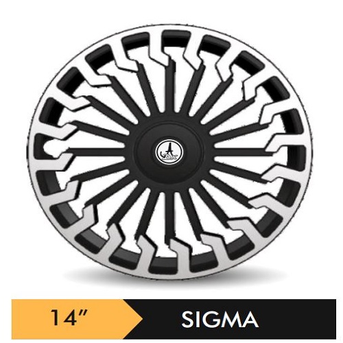 Car Wheel Cover/caps (SIGMA - BLACK AND SILVER) Compatible With - R14 INCHES RIM SIZE
