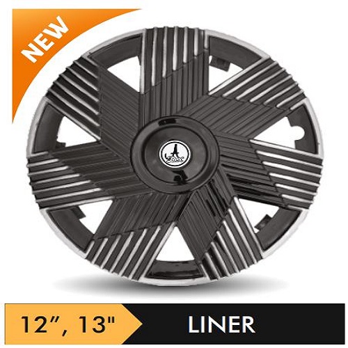Car Wheel Cover/caps (LINER - BLACK AND SILVER) Compatible With - R12 INCHES RIM SIZE