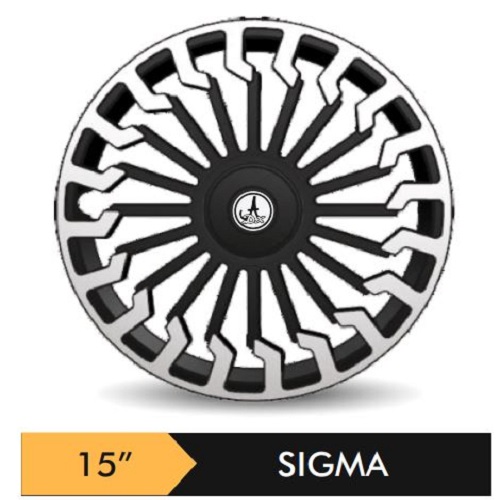 Car Wheel Cover/caps (SIGMA - BLACK AND SILVER) Compatible With - R15 INCHES RIM SIZE