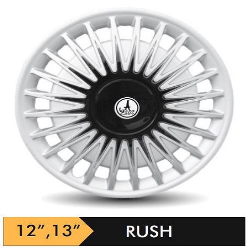 Car Wheel Cover/caps (RUSH - BLACK AND SILVER) Compatible With - R13 INCHES RIM SIZE
