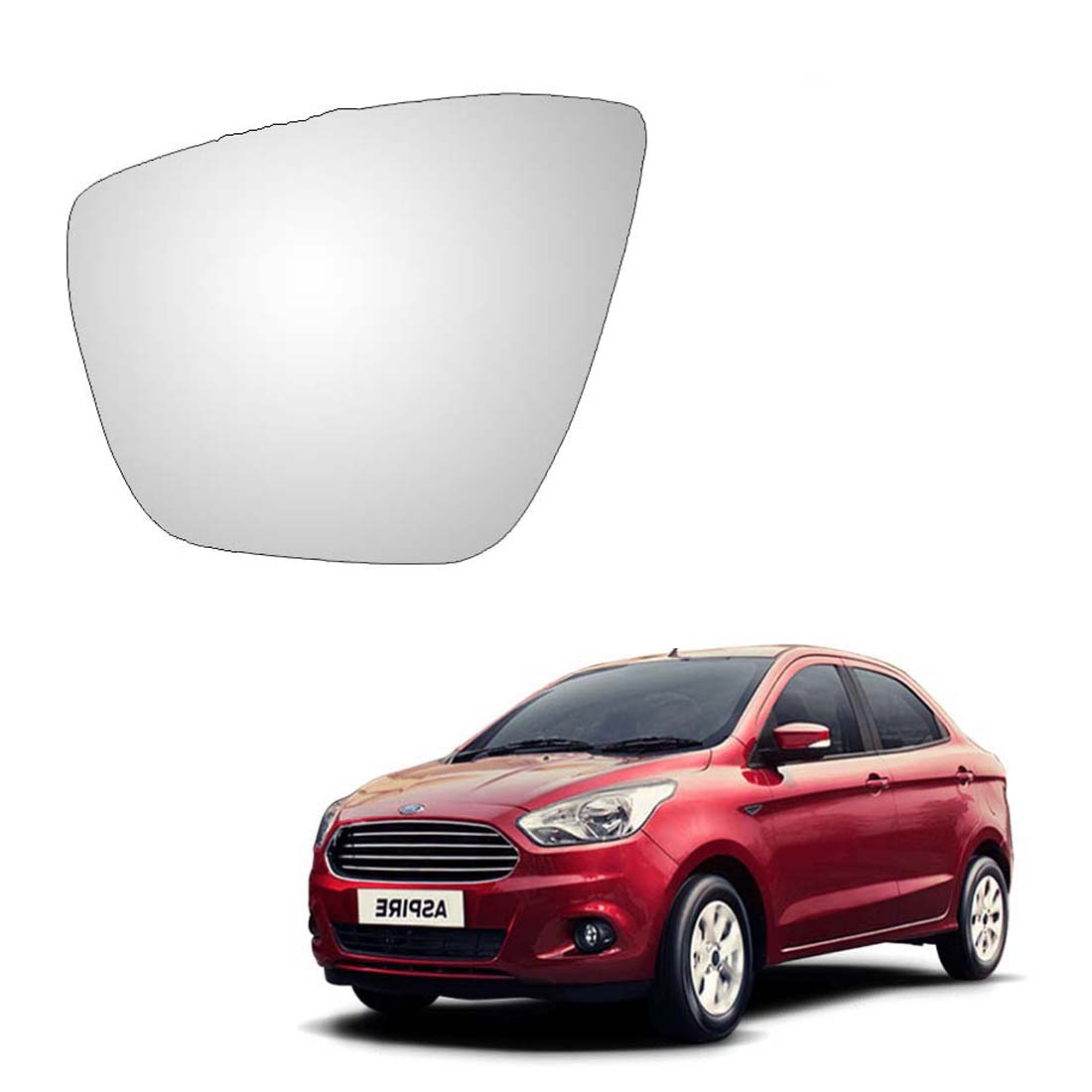 Car Replacement Left Side Rear View Mirror Glass for Ford Figo Aspire 2015-2021 Model