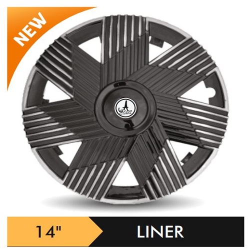 Car Wheel Cover/caps (LINER - BLACK AND SILVER) Compatible With - R14 INCHES RIM SIZE