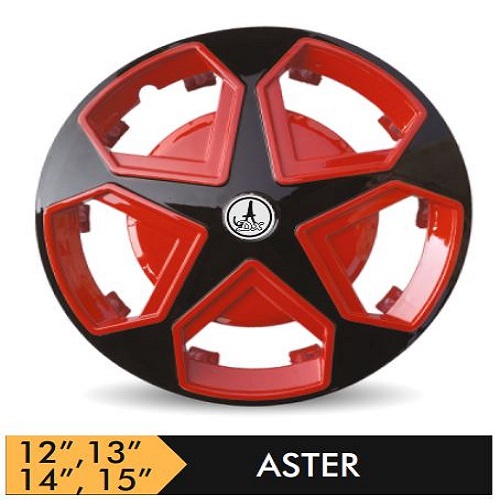 Car Wheel Cover/caps (ASTER - BLACK AND RED) Compatible With - R13 INCHES RIM SIZE