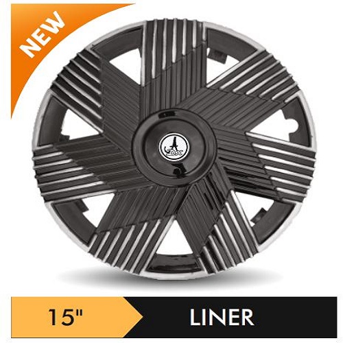 Car Wheel Cover/caps (LINER - BLACK AND SILVER) Compatible With - R15 INCHES RIM SIZE