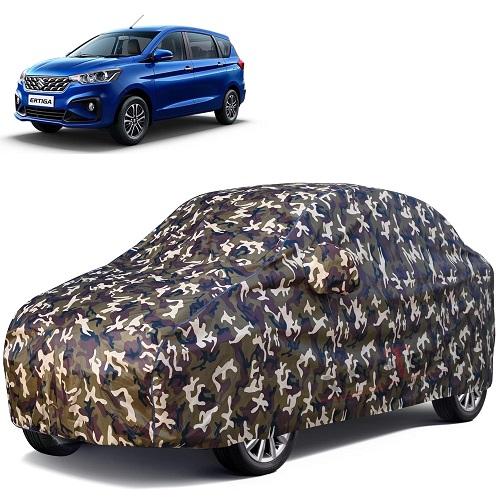  Waterproof Car Body Cover Compatible with Maruti Ertiga 100% Waterproof with Mirror & Antenna Pocket Triple Stitched Bottom Elastic Dustproof Full Body Protection (Cloud Series Army)