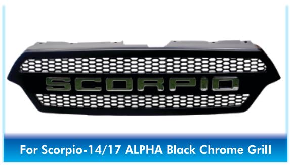 Mahindra SCORPIO 2014-2017 ALPHA BLACK CHROME FRONT GRILL