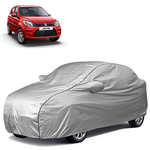 Waterproof Car Body Cover Compatible with Maruti Alto 100% Waterproof with Mirror & Antenna Pocket Triple Stitched Bottom Elastic Dustproof Full Body Protection (Silver Series)
