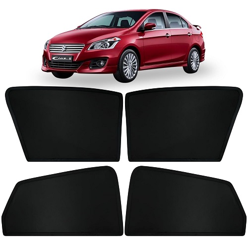 Fixed Type Non-Magnetic Window Sunshades for Maruti Suzuki CIAZ | Z-Black | 4-Piece Car Window Curtain Set | UV Protection | Premium Black Mesh | Custom Fit for Maruti Suzuki CIAZ
