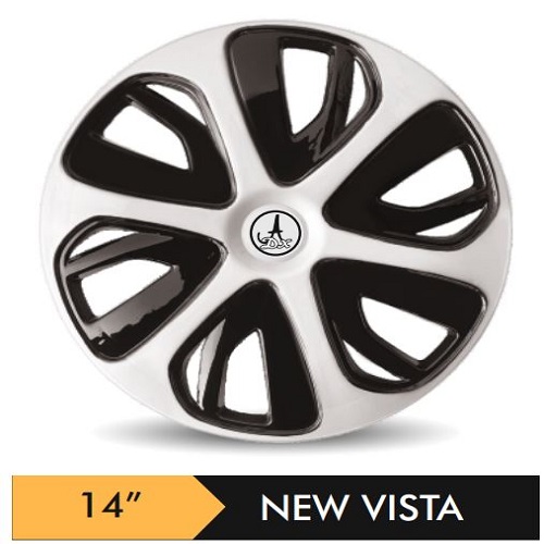 Car Wheel Cover/caps (NEW VISTA - BLACK AND SILVER) Compatible With - R14 INCHES RIM SIZE