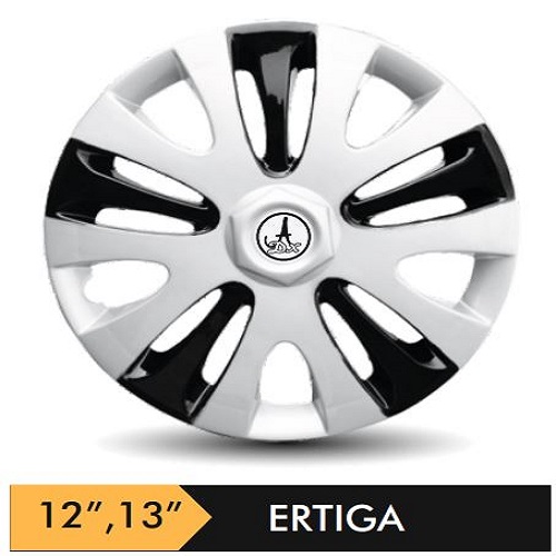 Car Wheel Cover/caps (EERGA - BLACK AND SILVER) Compatible With - R12 INCHES RIM SIZE