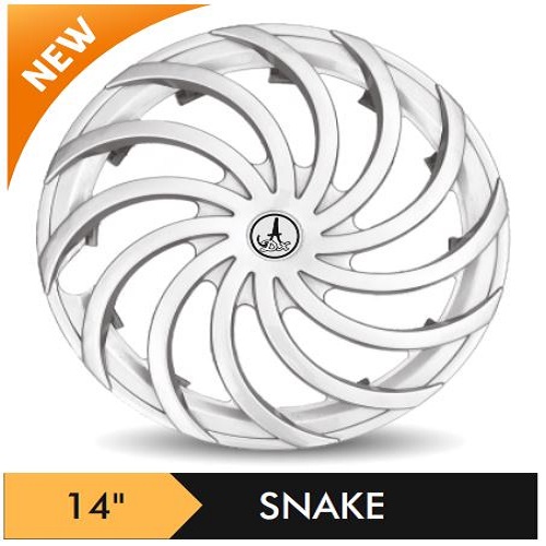 Car Wheel Cover/caps (SNAKE - SILVER) Compatible With - R14 INCHES RIM SIZE