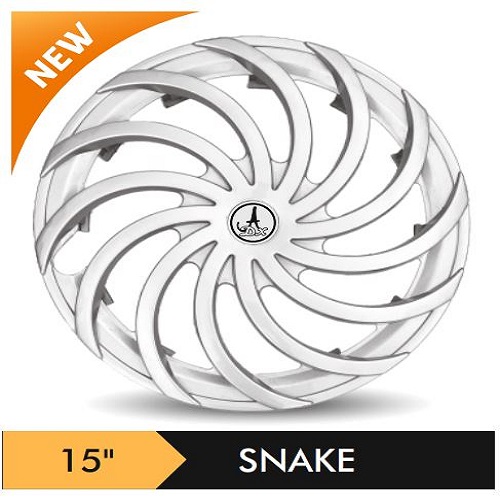 Car Wheel Cover/caps (SNAKE - SILVER) Compatible With - R15 INCHES RIM SIZE