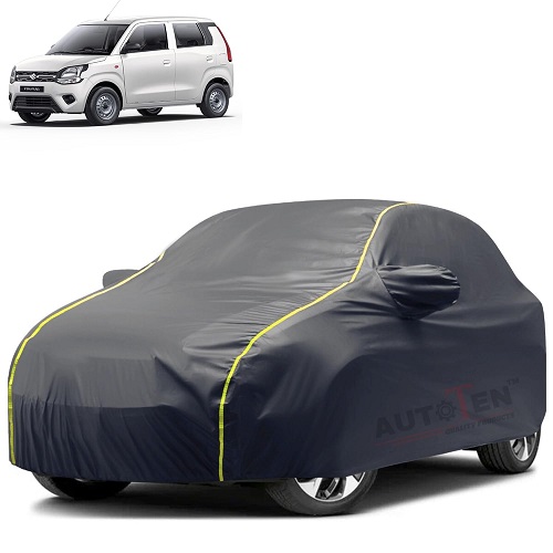  Waterproof Car Body Cover Compatible with Maruti Wagon-R 100% Waterproof with Mirror & Antenna Pocket Triple Stitched Bottom Elastic Dustproof Full Body Protection (Grey Series)
