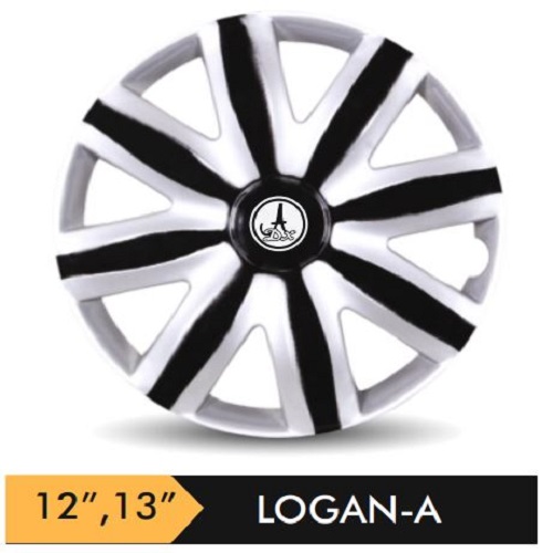 Car Wheel Cover/caps (LOGAN - BLACK AND SILVER-A) Compatible With - R12 INCHES RIM SIZE