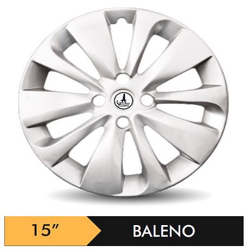 Car Wheel Cover/caps (NEW BALENO - SILVER) Compatible With - R15 INCHES RIM SIZE