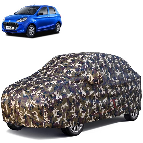 Waterproof Car Body Cover Compatible with Maruti Alto-K10 100% Waterproof with Mirror & Antenna Pocket Triple Stitched Bottom Elastic Dustproof Full Body Protection (Cloud Series Army)