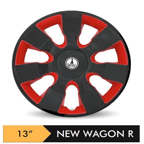 Car Wheel Cover/caps (NEW WAGONR - BLACK AND RED) Compatible With - R13 INCHES RIM SIZE