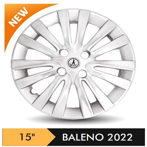 Car Wheel Cover/caps (BALENO 2022 - SILVER) Compatible With - R15 INCHES RIM SIZE