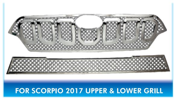 Mahindra Scorpio 2017 Bentley Type Front Chrome Grill - Uper and Lower - 2 pcs