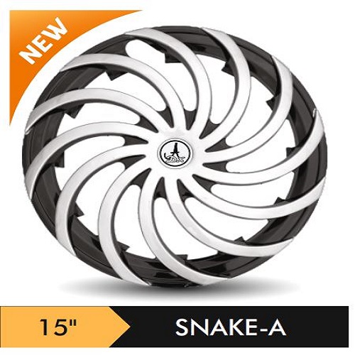 Car Wheel Cover/caps (SNAKE - BLACK AND SILVER-A) Compatible With - R15 INCHES RIM SIZE